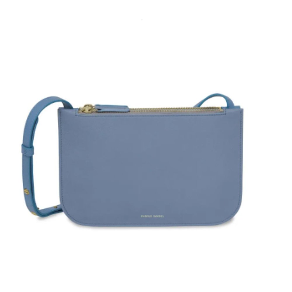MANSUR GAVRIEL Leather Double Zip Crossbody Bag Rain Blue
